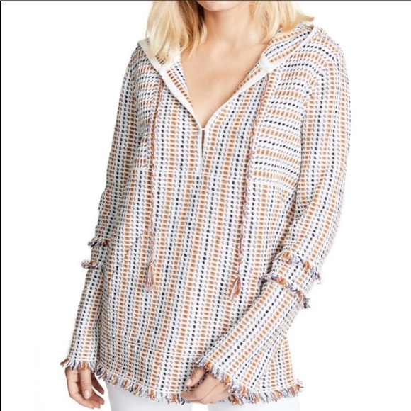 ⭐️⭐️⭐️⭐️⭐️Tory Burch Hollis Baja fringe trim metallic tunic - Picture 1 of 8